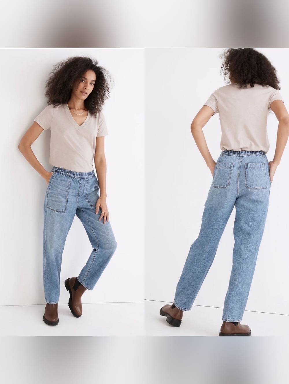Madewell Pull-On Relaxed Casual Baggy Jeans Beswick Wash Women's Small elastic